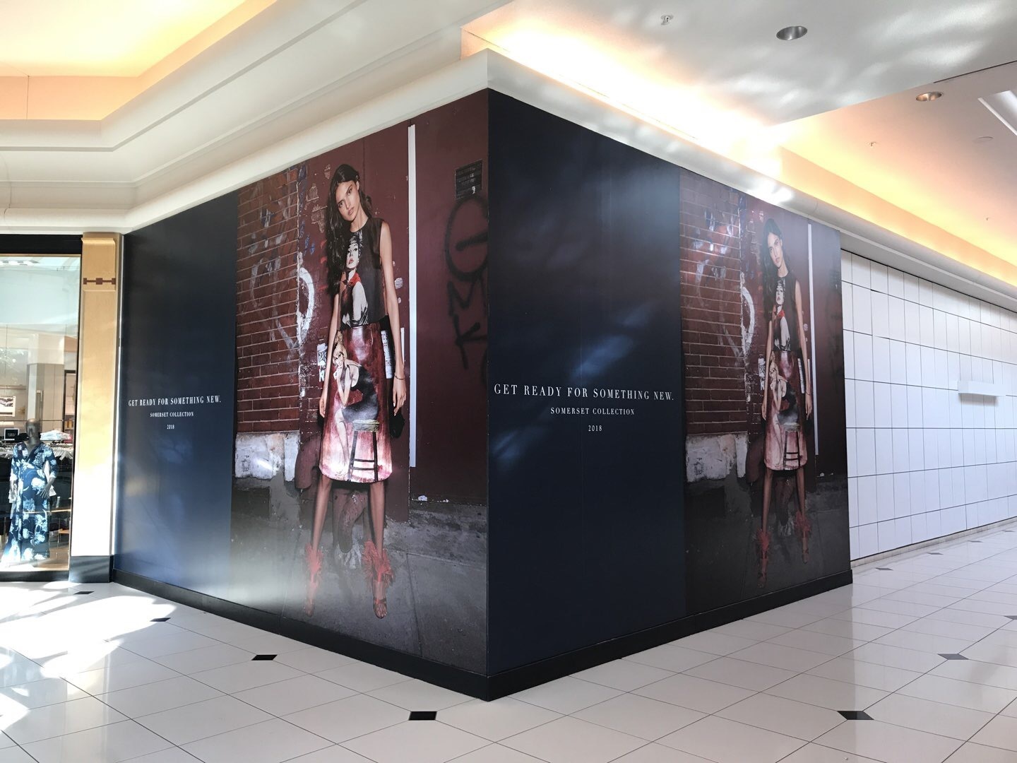 Somerset Collection Mall storefront temporary cover graphics