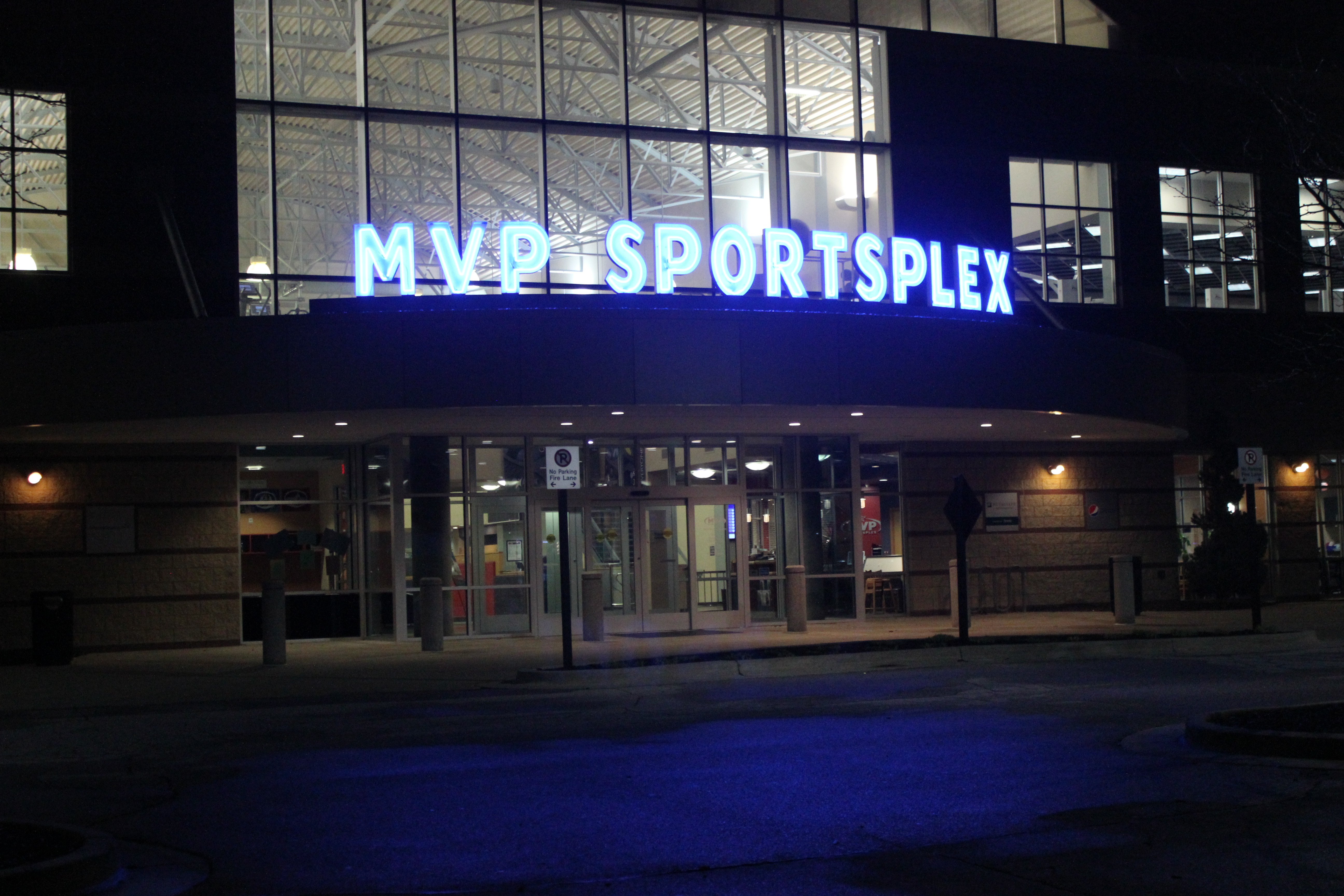 Illuminating Storefront Sign of MVP Sportsplex in Grand Rapids, MI