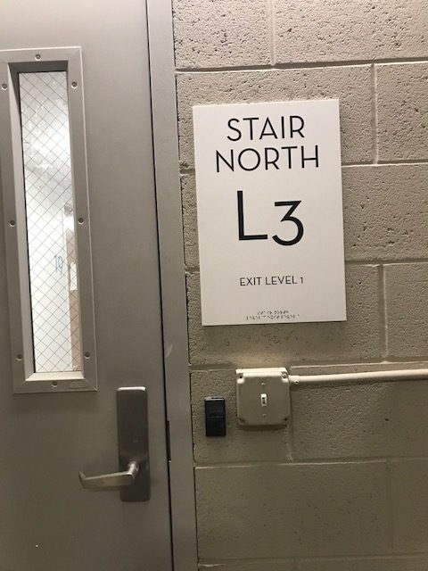 Baltimore Garage Wayfinding Signs " Stair North L3 Exit Level 1"
