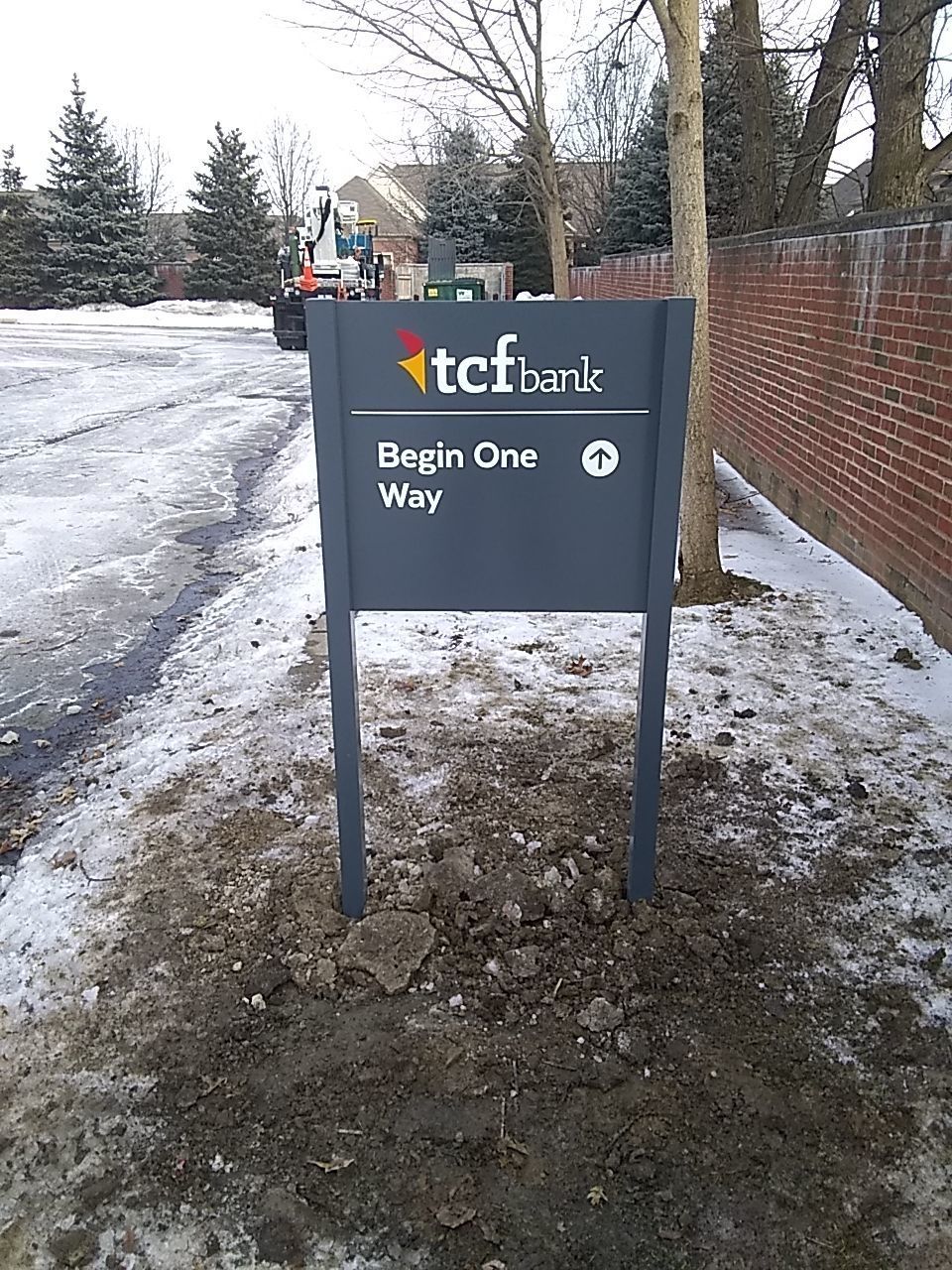 TCF Bank Directional Signs "Begin One Way" with Arrow
