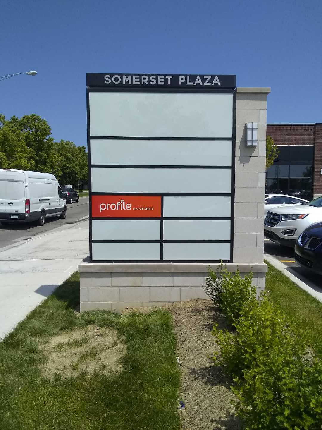 Somerset Plaza- Profile tenant panel plaza monument inserts