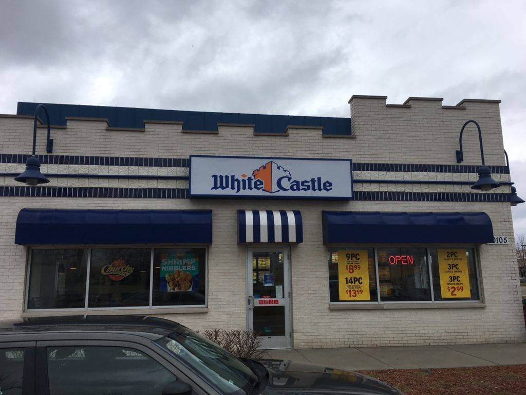 White Castle Box sign exterior fast-food signage cabinet face logo