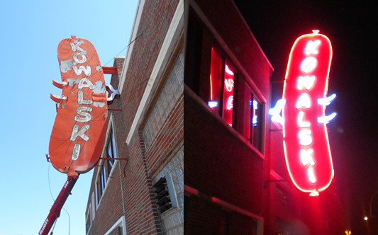 Kowalski Sign refurbish neon, polish sausage, Detroit