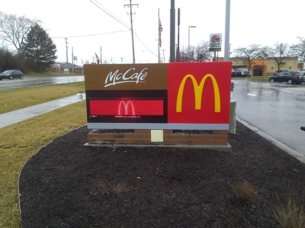 mcdonalds monument emc McCafe LED display Michigan