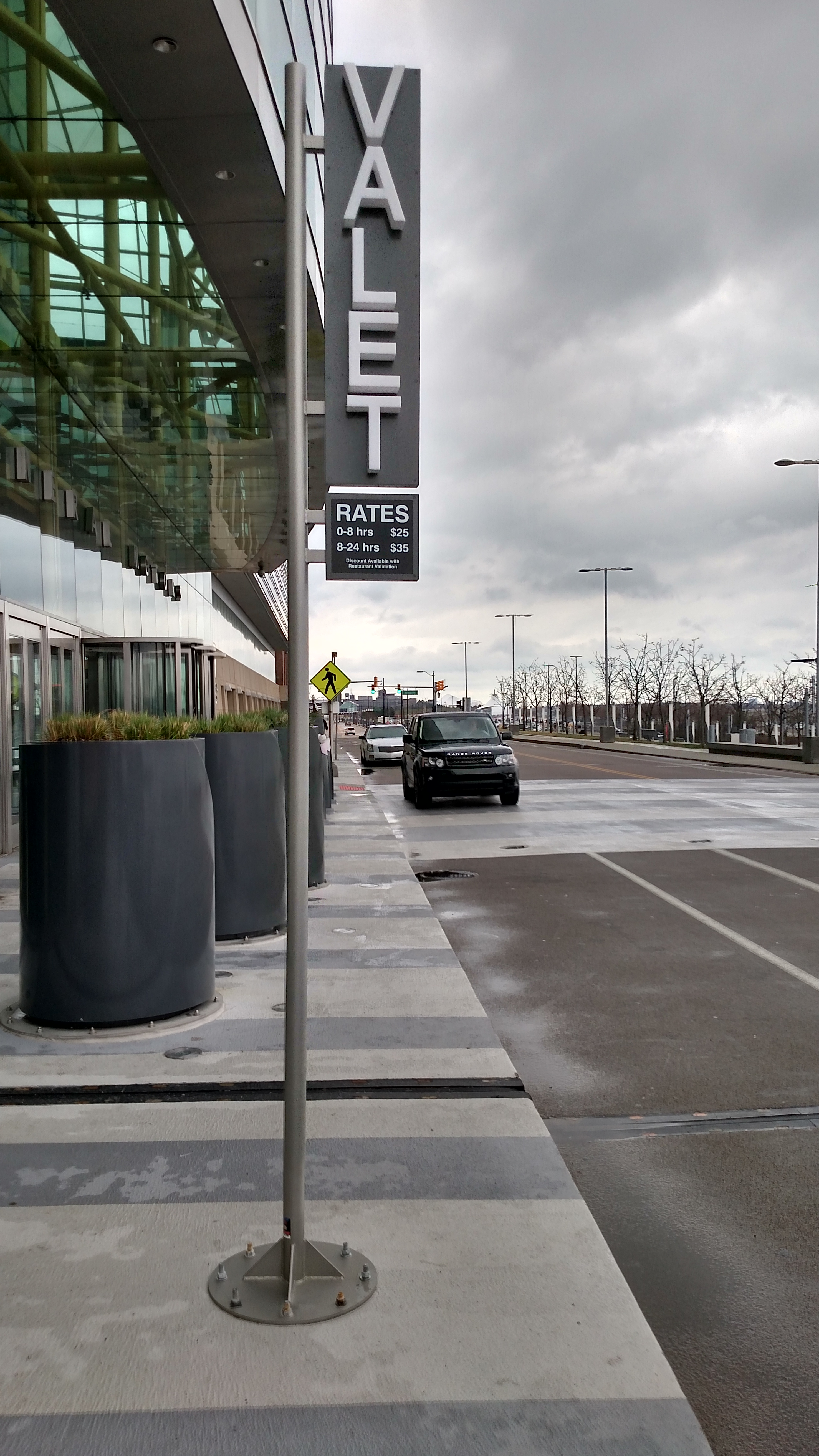 VALET pole sign mounted to ground in detroit