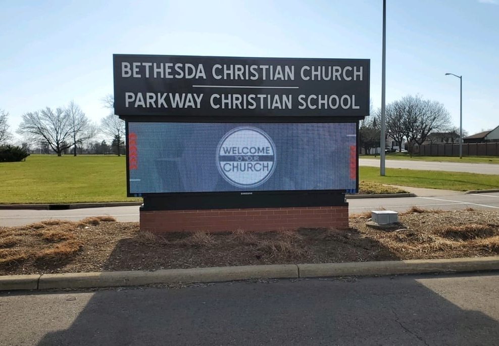 LED Digital Display sign Church Ground Sign Monument Brick Base Illuminating