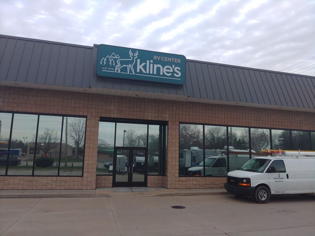 Kline's RV Wall Sign green with logo and business name