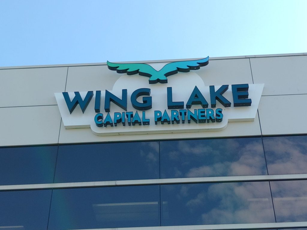 Wing Lake Capital Channel Letters on Backer